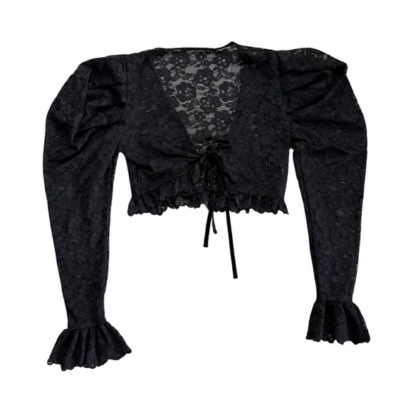 Victorian Tops - Goth Black Victoria Edwardian Lace Top